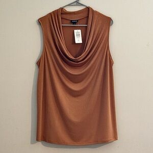 Torrid Women's Carmel Brown Sleeveless Cowl Neck Blouse